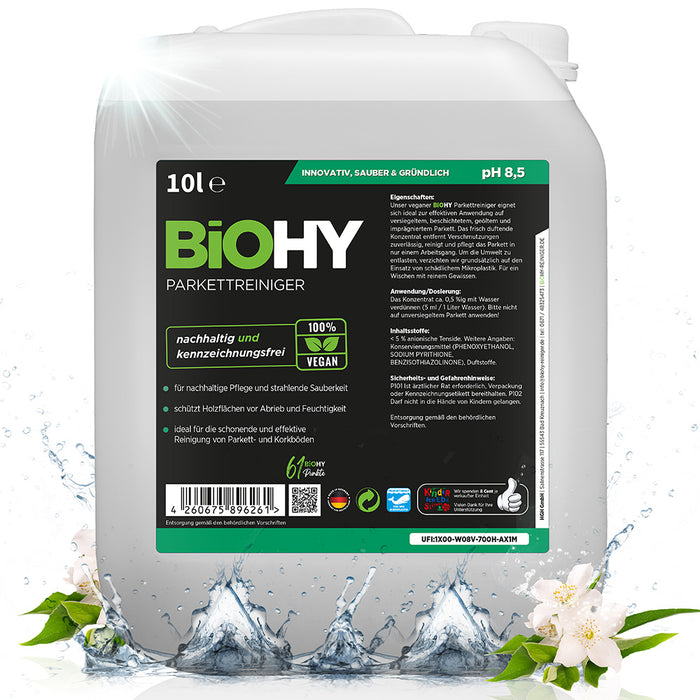 BiOHY parquet cleaner, parquet care products, wooden floor soap, parquet care