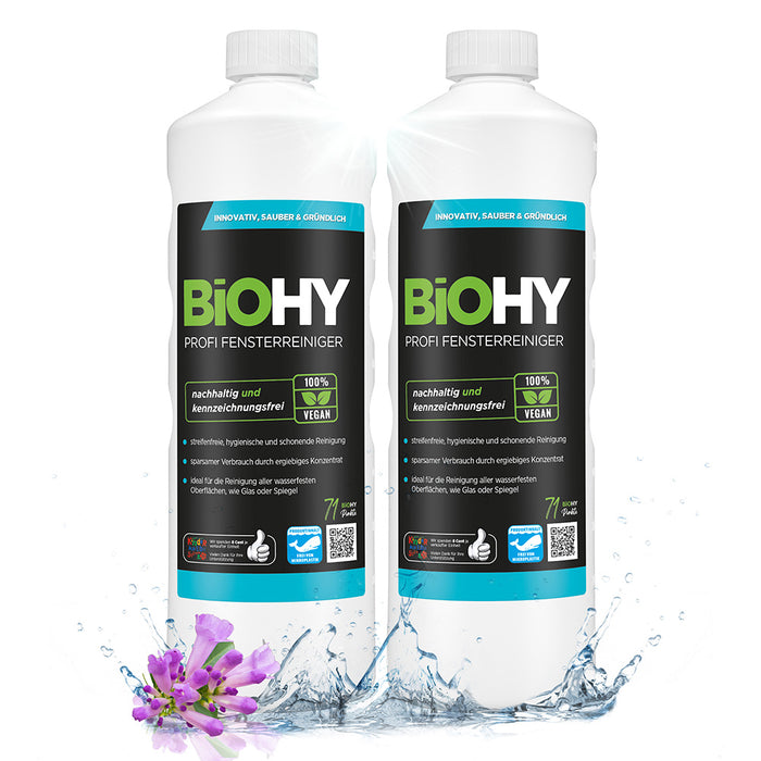 BiOHY professional window cleaner, glass cleaner, window cleaning agent, organic concentrate