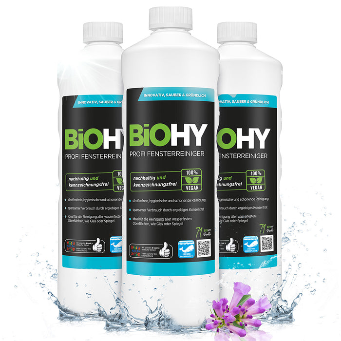 BiOHY professional window cleaner, glass cleaner, window cleaning agent, organic concentrate