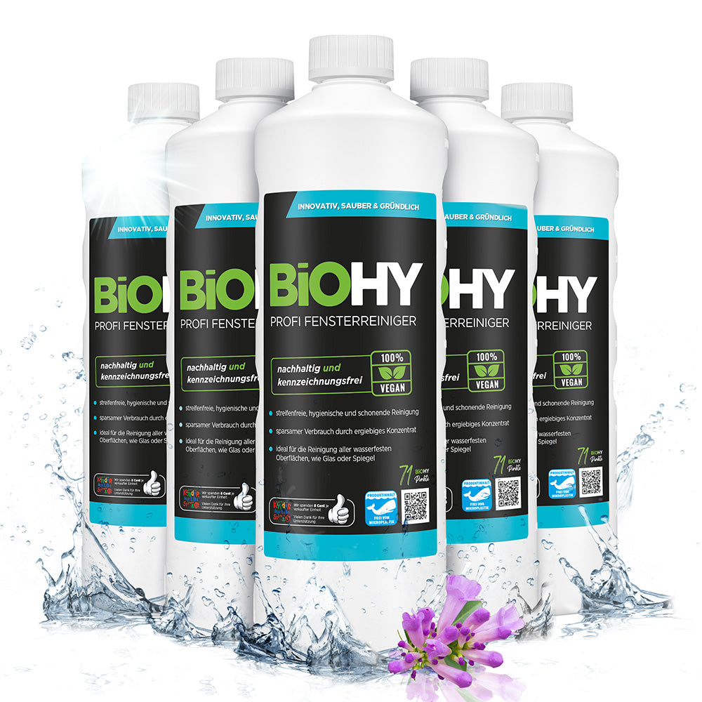BiOHY professional window cleaner, glass cleaner, window cleaning agent, organic concentrate
