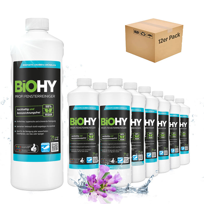 BiOHY professional window cleaner, glass cleaner, window cleaning agent, organic concentrate