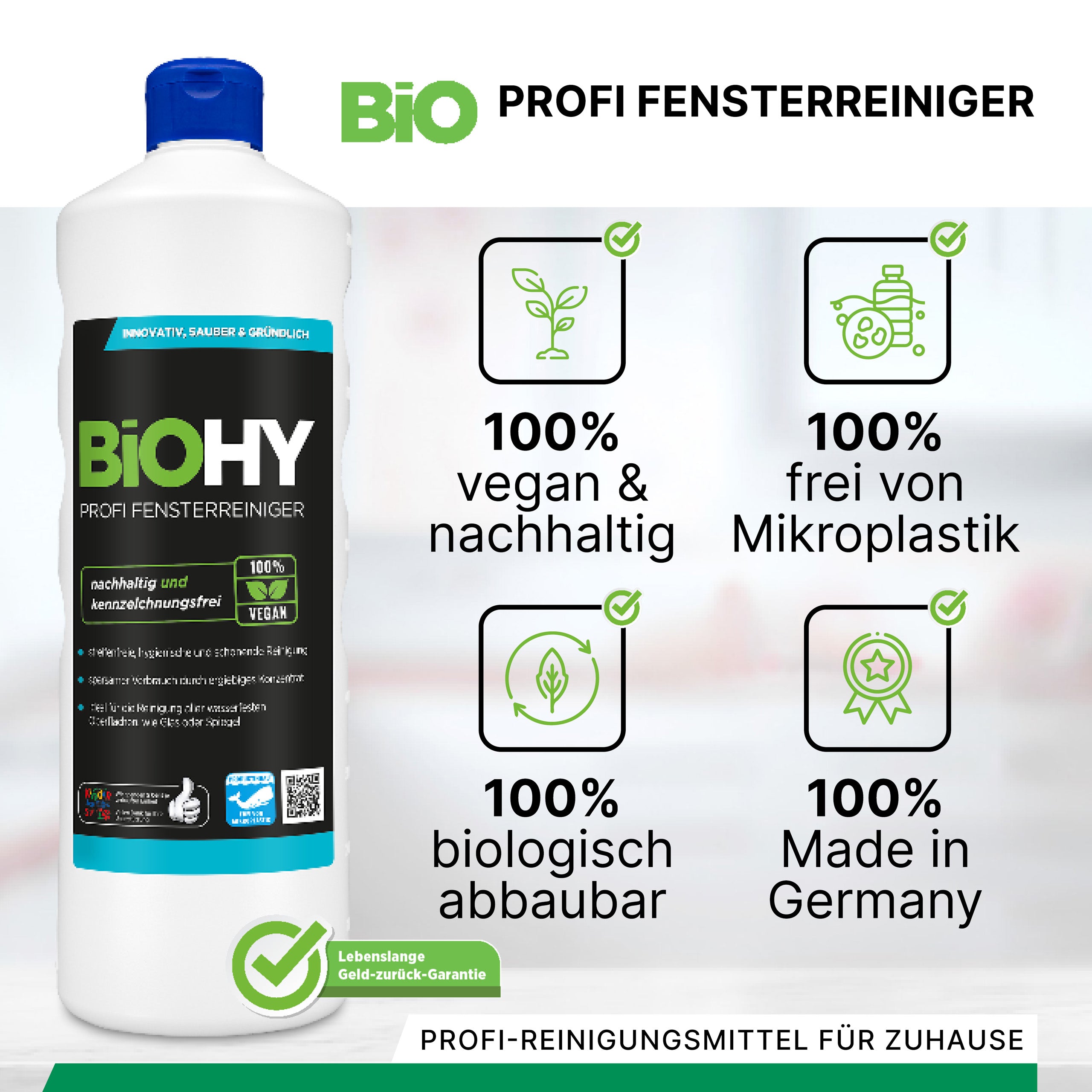BiOHY professional window cleaner, glass cleaner, window cleaner, organic concentrate, B2B