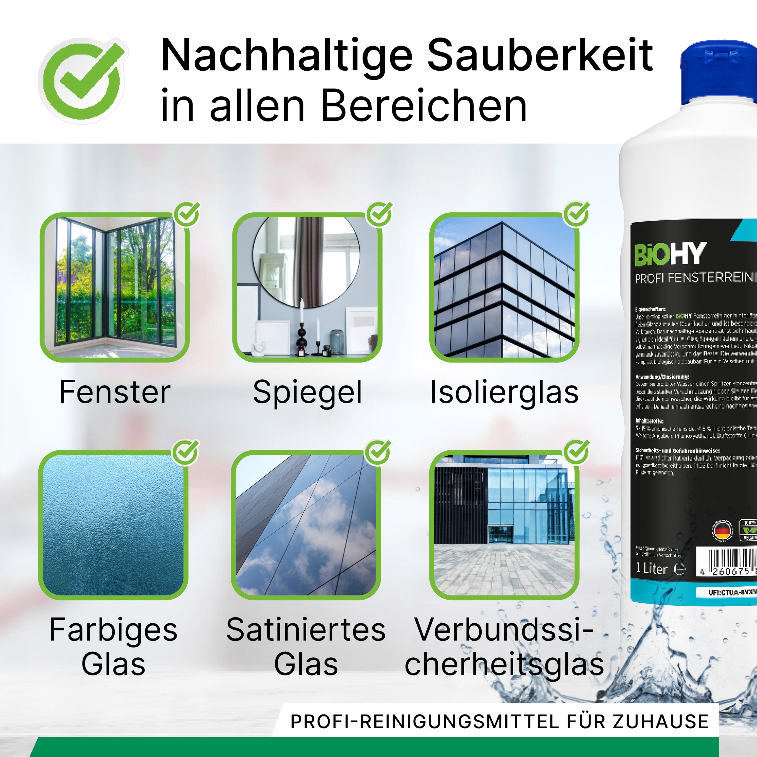 BiOHY professional window cleaner, glass cleaner, window cleaning agent, organic concentrate