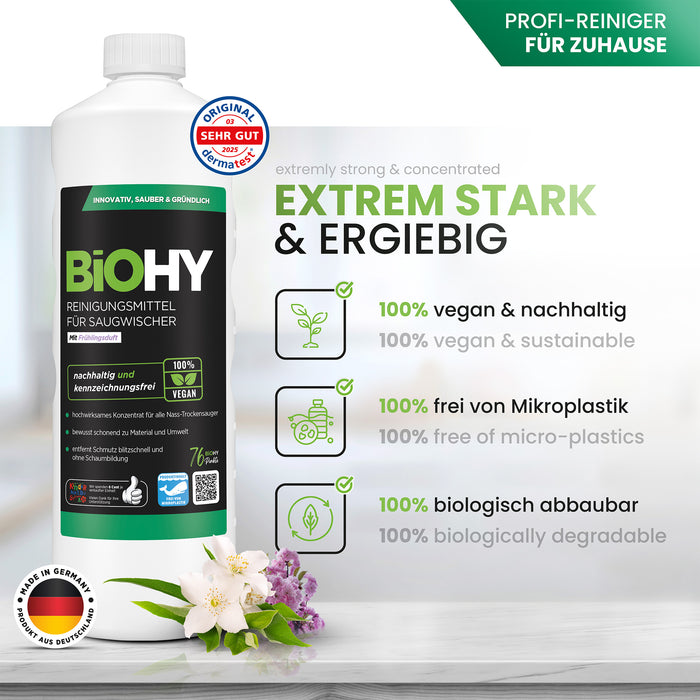 BiOHY cleaning agent for suction wipers 10 liters, wet and dry vacuum cleaners, floor care, shine cleaner