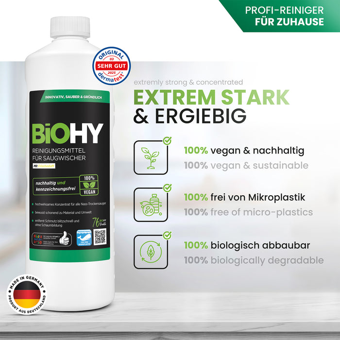 BiOHY cleaning agent for suction wipers 10 liters, wet and dry vacuum cleaners, floor care, shine cleaner
