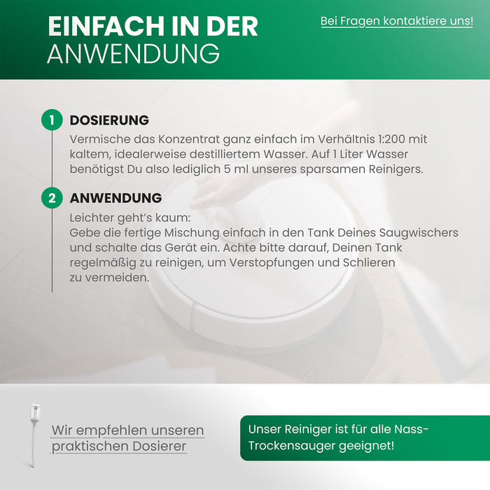 BiOHY cleaning agent for vacuum wipers, cleaners for wet and dry vacuum cleaners, floor care products, organic cleaners