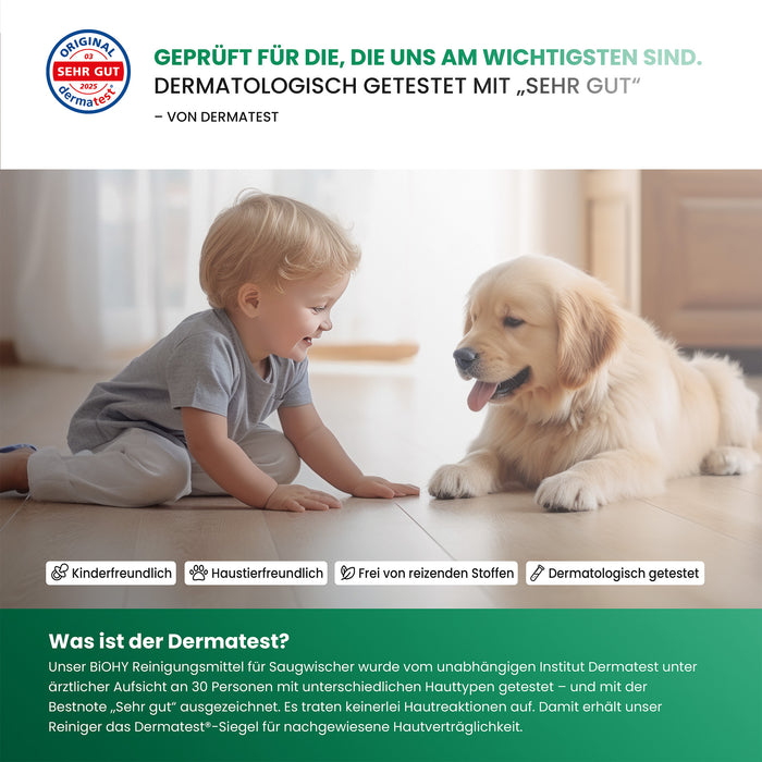 BiOHY cleaning agent for vacuum wipers, cleaners for wet and dry vacuum cleaners, floor care products, organic cleaners