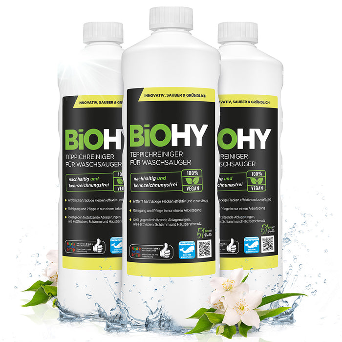 BiOHY carpet cleaner for vacuum cleaners, carpet shampoo, textile cleaners, carpet steam cleaners