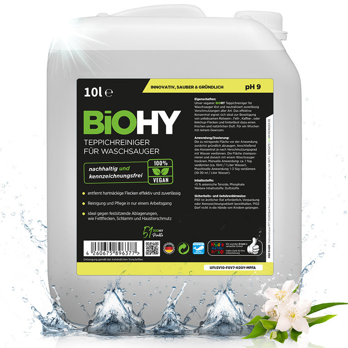 BiOHY carpet cleaner for vacuum cleaners, carpet shampoo, textile cleaners, carpet steam cleaners