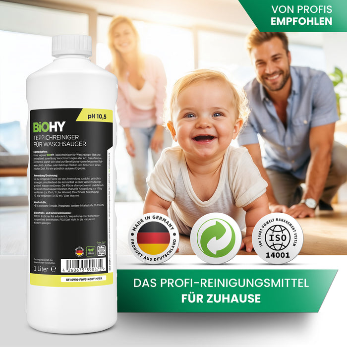 BiOHY carpet cleaner for vacuum cleaners, carpet shampoo, textile cleaners, carpet steam cleaners