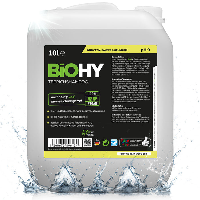 BiOHY carpet shampoo, carpet cleaner, carpet cleaning agent, carpet foam