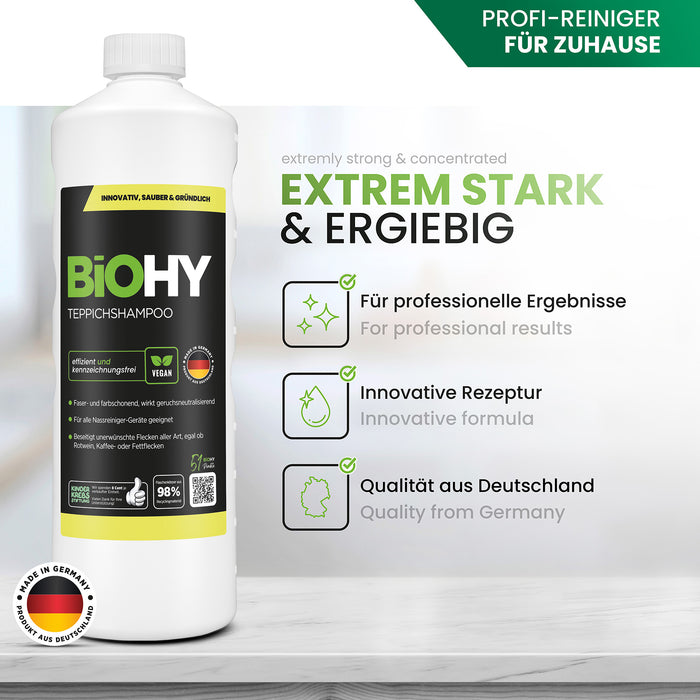 BiOHY carpet shampoo, carpet cleaner, carpet cleaning agent, carpet foam