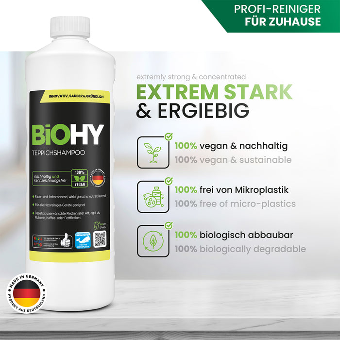 BiOHY carpet shampoo, carpet cleaner, carpet cleaning agent, carpet foam