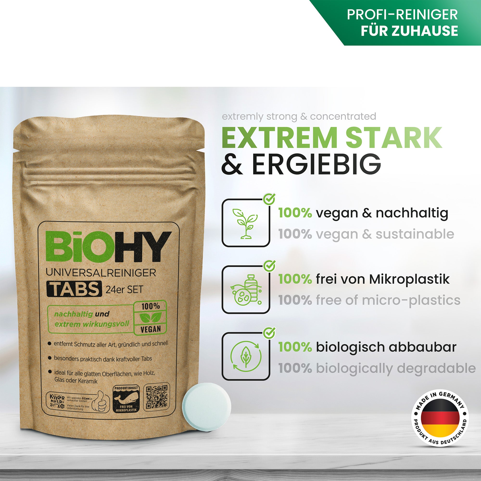 BIOHY universal cleaner tabs, cleaning agents, cleaning tablets, all-purpose cleaner tabs