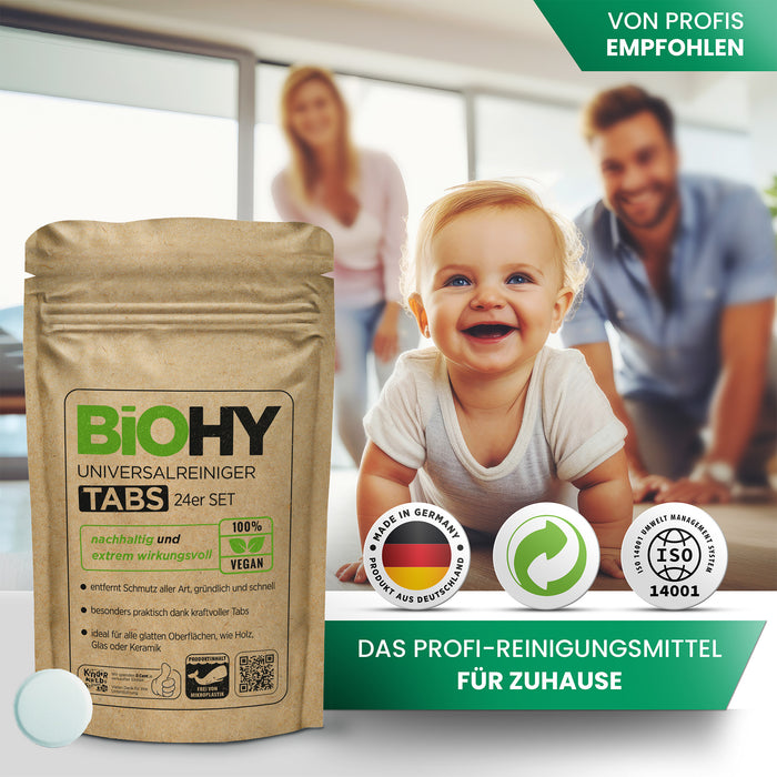 BiOHY glass bottle set with universal cleaner tabs, cleaning agents, cleaning tablets, all-purpose cleaner tabs
