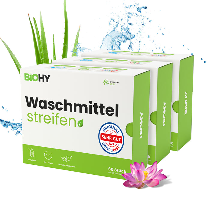 BiOHY laundry detergent sheets, laundry detergent strips, travel detergent, water-soluble washing paper