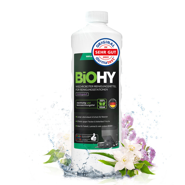 BiOHY Mopping robot cleaning agent for cleaning stations, cleaner for mopping robots, non-mudding floor cleaner, organic concentrate