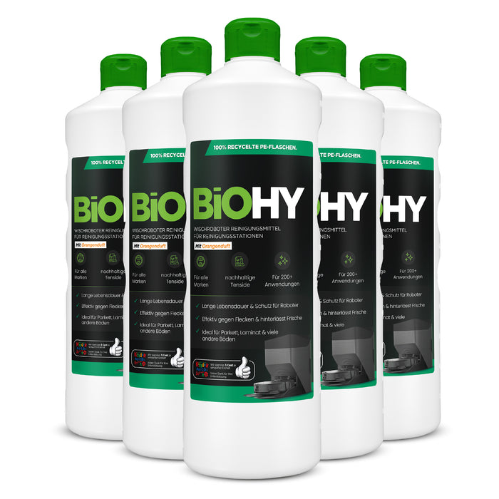 BiOHY Mopping robot cleaning agent for cleaning stations, cleaner for mopping robots, non-mudding floor cleaner, organic concentrate