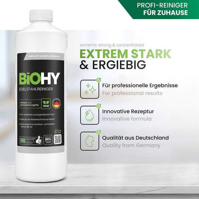 BiOHY stainless steel cleaner, stainless steel cleaner spray, stainless steel care product, stainless steel cleaning agent