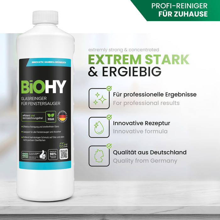 BiOHY glass cleaner for window vacuums, window cleaning agents, glass cleaners, window cleaners