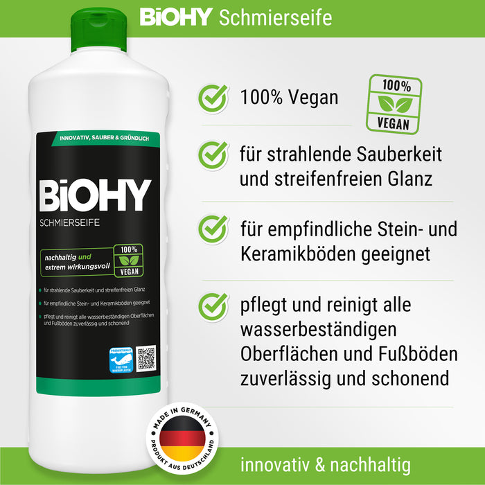 BiOHY down-to-earth set, floor cleaner, laminate cleaner, parquet cleaner, soft soap, dispenser, 40cm mop